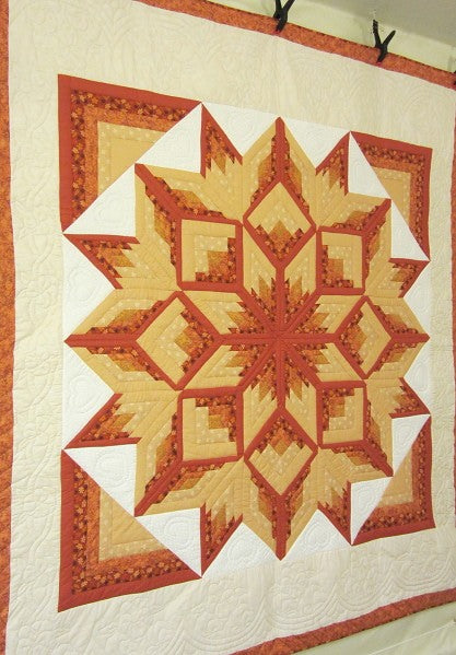 Framed Compass Starburst Amish Quilt 93x106