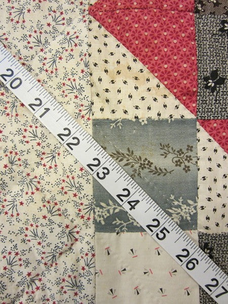 Antique Patchwork Red Black Amish Quilt 90x90