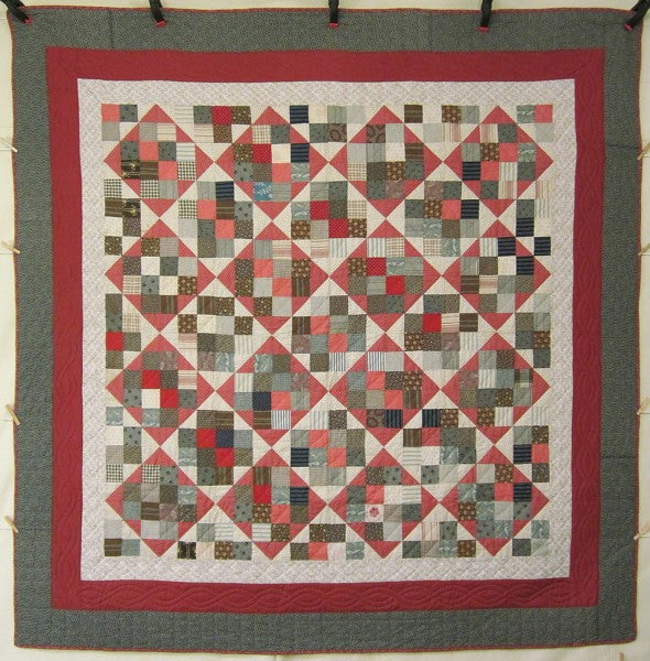 Antique Patchwork Red Black Amish Quilt 90x90