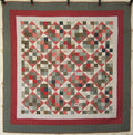 Antique Patchwork Red Black Amish Quilt 90x90