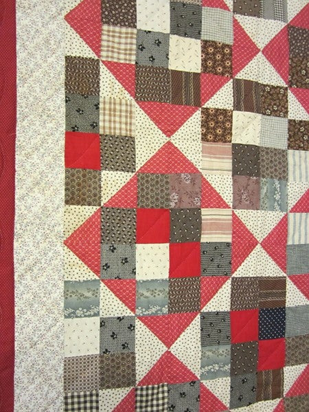 Antique Patchwork Red Black Amish Quilt 90x90