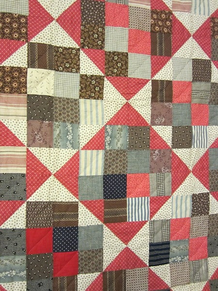 Antique Patchwork Red Black Amish Quilt 90x90