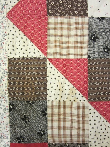 Antique Patchwork Red Black Amish Quilt 90x90