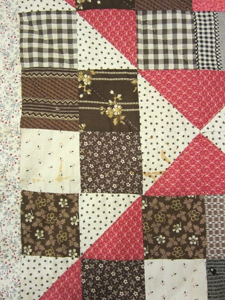 Antique Patchwork Red Black Amish Quilt 90x90