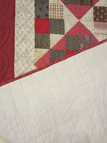 Antique Patchwork Red Black Amish Quilt 90x90
