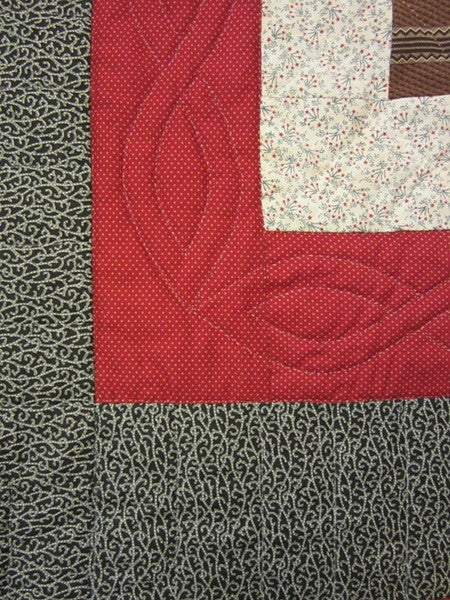 Antique Patchwork Red Black Amish Quilt 90x90