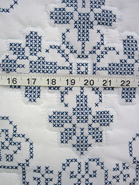 Stunning Blue White Embroidered Amish Quilt 80x103