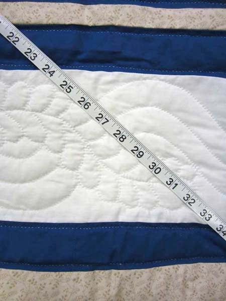 Tan Blue White Star Crystal Embroidered Amish Quilt 82x104