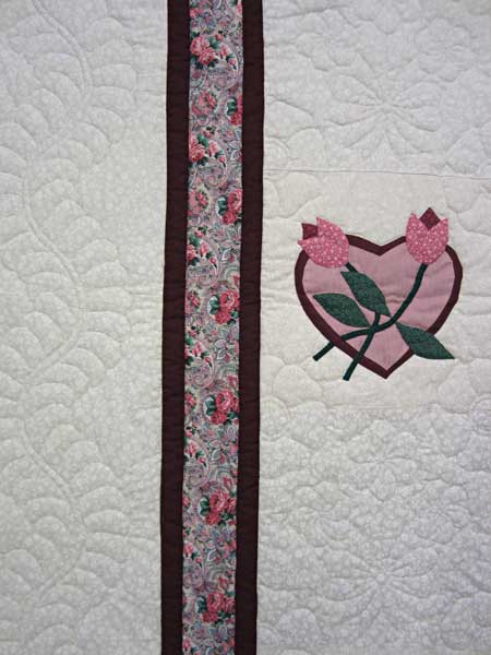 Heart Rose Bud Applique Amish Quilt 101x111
