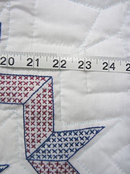 Red White Blue Embroidered Amish Quilt 97x107
