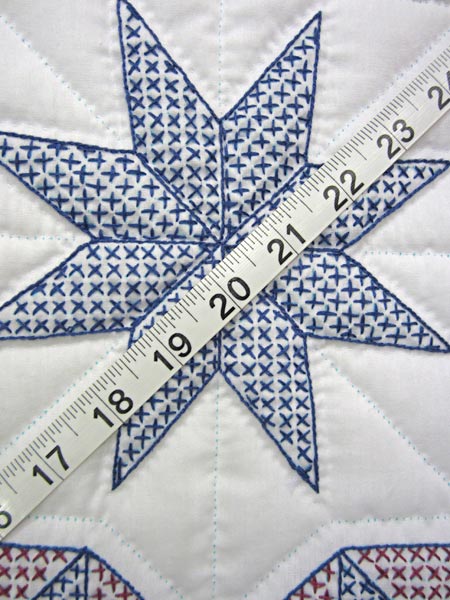 Red White Blue Embroidered Amish Quilt 97x107