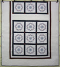 Red White Blue Embroidered Amish Quilt 97x107