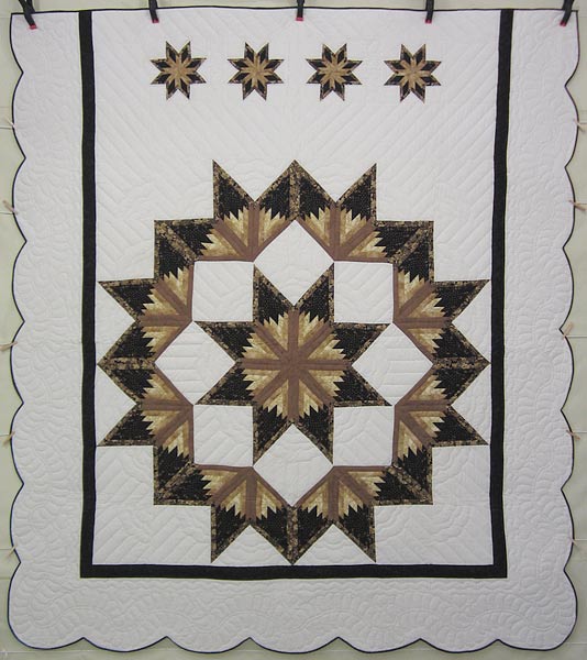Broken Star Log Cabin Patchwork Amish Quilt 98x110