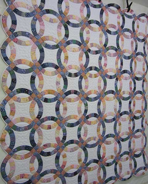 Double Wedding Ring Patchwork Amish Quilt 93x108