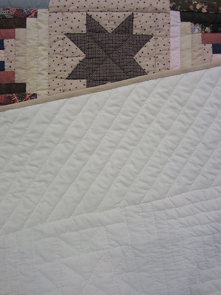 Scrappy Star Over Log Cabin Patchwork Amish Quilt 101x110