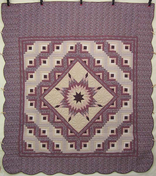Star Log Cabin Patchwork Amish Quilt 101x114
