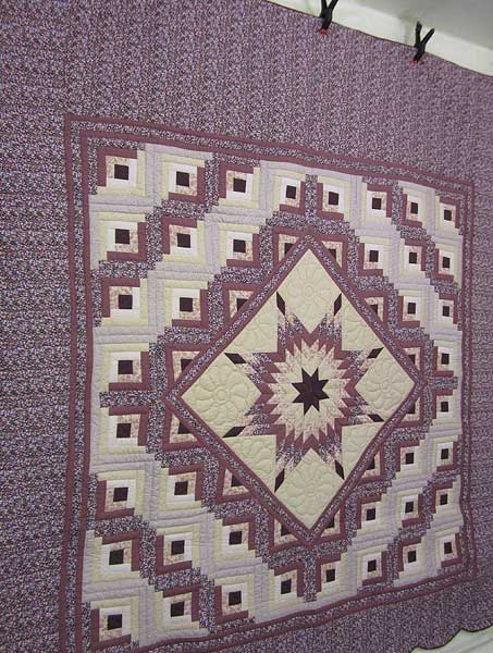Star Log Cabin Patchwork Amish Quilt 101x114