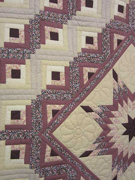 Star Log Cabin Patchwork Amish Quilt 101x114