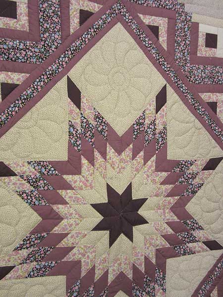 Star Log Cabin Patchwork Amish Quilt 101x114
