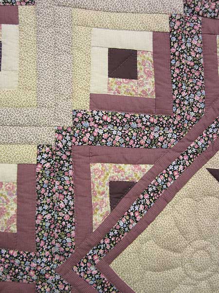 Star Log Cabin Patchwork Amish Quilt 101x114