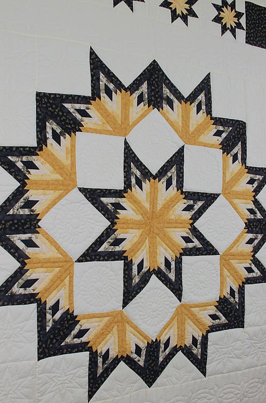 Shimmering Midnight Stars Amish Patchwork Quilt 101x106