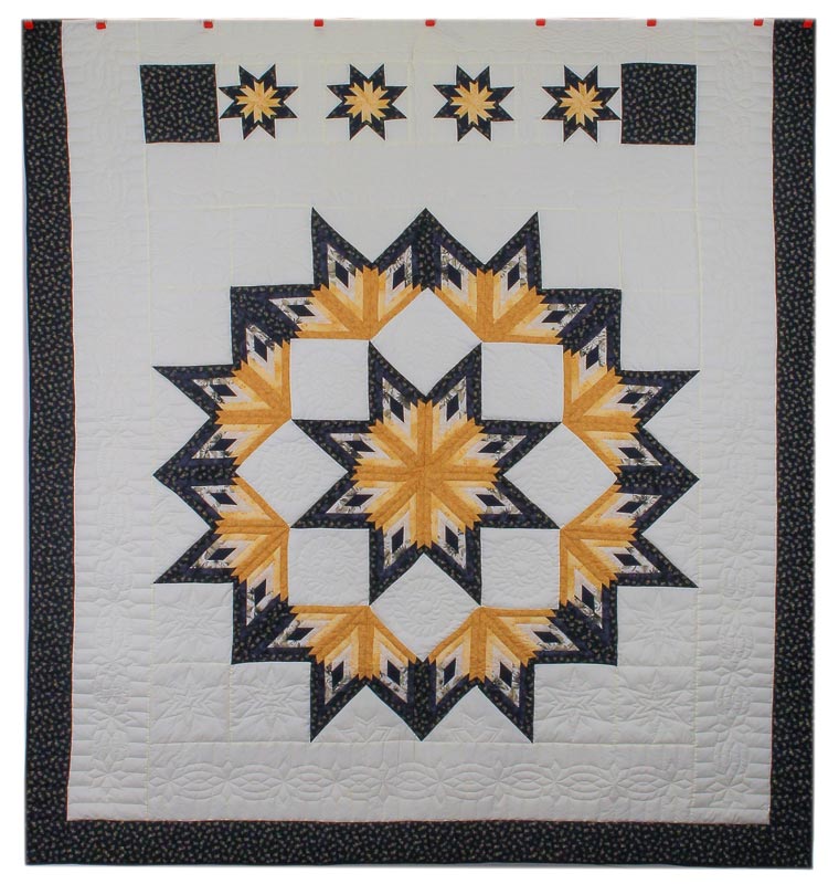 Shimmering Midnight Stars Amish Patchwork Quilt 101x106