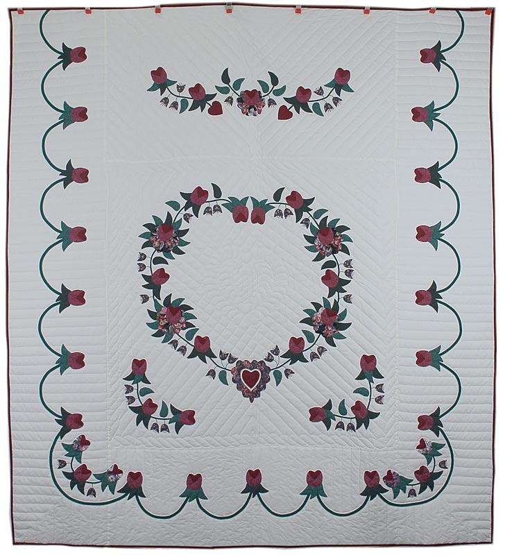 Heart of Roses Applique Amish Quilt 98x107