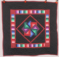 Black Spinning Star Amish Patchwork Wall Hanging Quilt