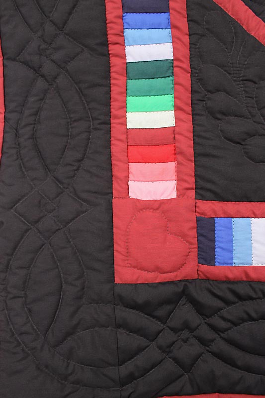 Black Spinning Star Amish Patchwork Wall Hanging Quilt
