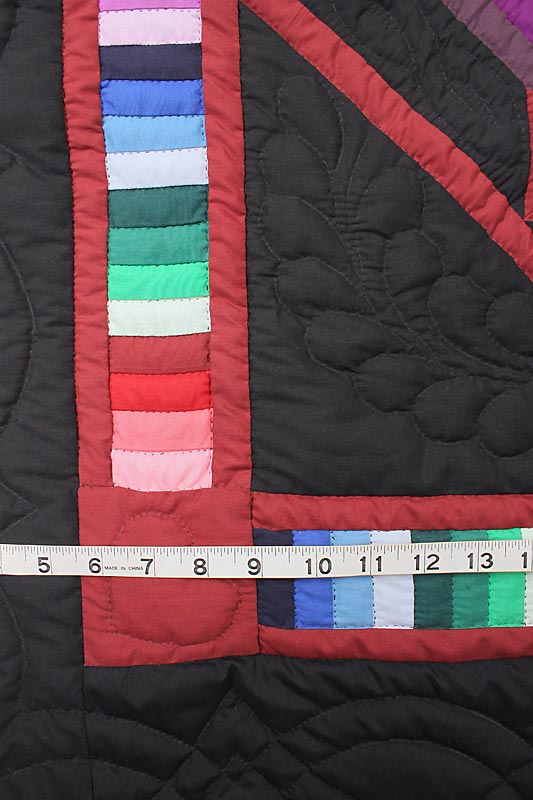 Black Spinning Star Amish Patchwork Wall Hanging Quilt