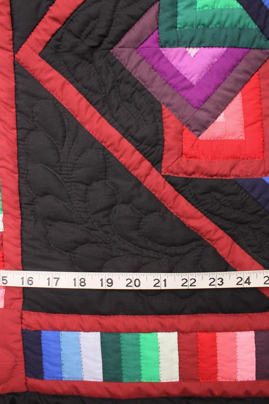 Black Spinning Star Amish Patchwork Wall Hanging Quilt