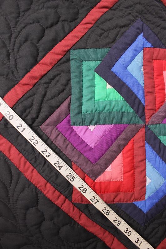Black Spinning Star Amish Patchwork Wall Hanging Quilt