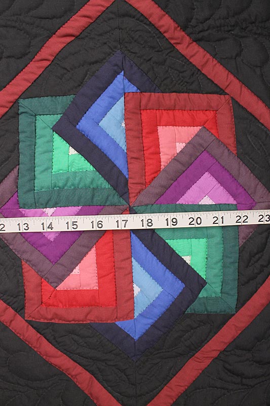 Black Spinning Star Amish Patchwork Wall Hanging Quilt