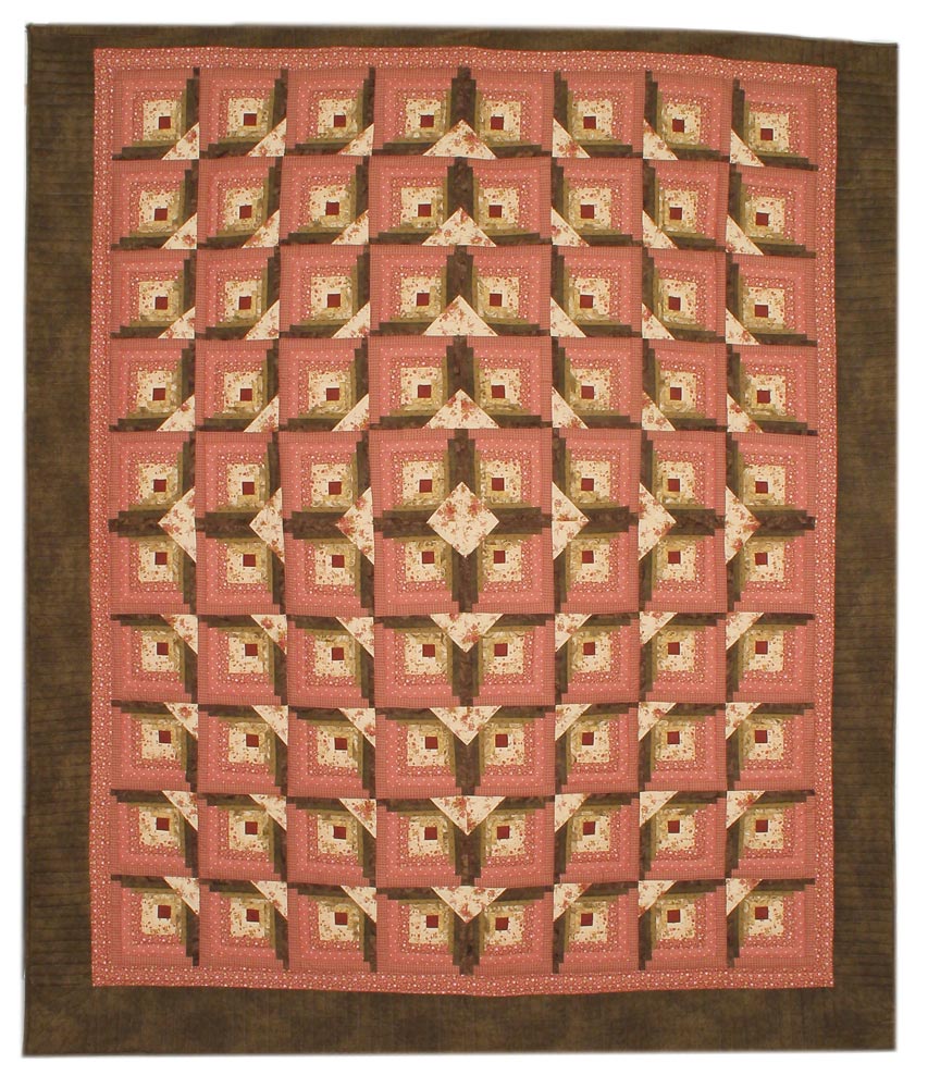 Light in Window Log Cabin Amish Patchwork Queen King Quilt 101x117