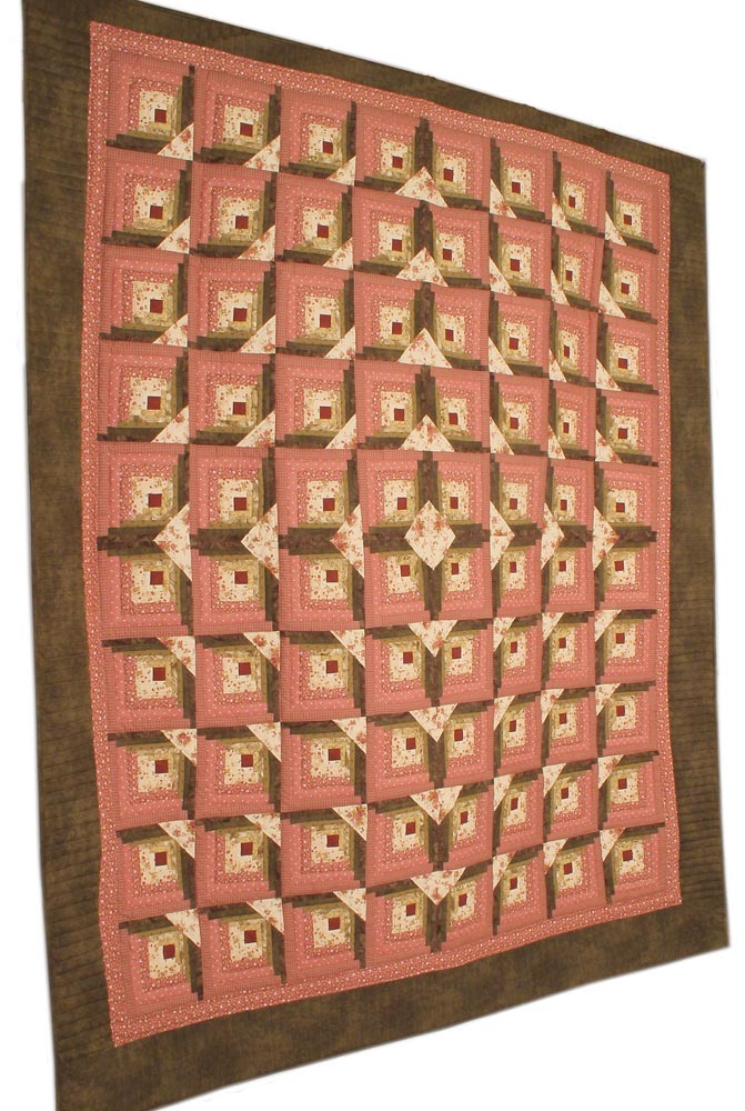 Light in Window Log Cabin Amish Patchwork Queen King Quilt 101x117