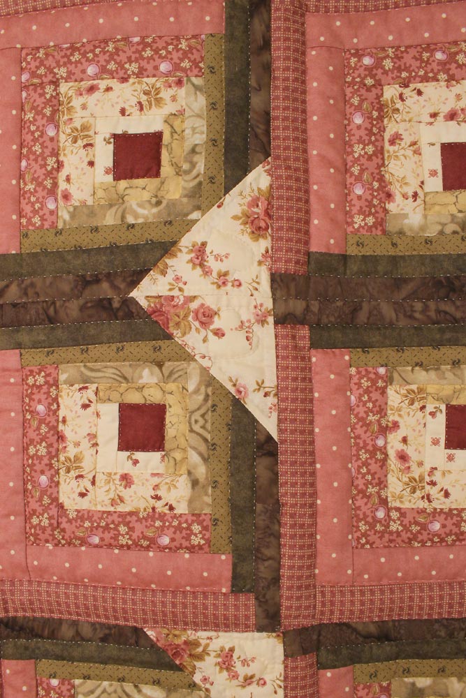 Light in Window Log Cabin Amish Patchwork Queen King Quilt 101x117