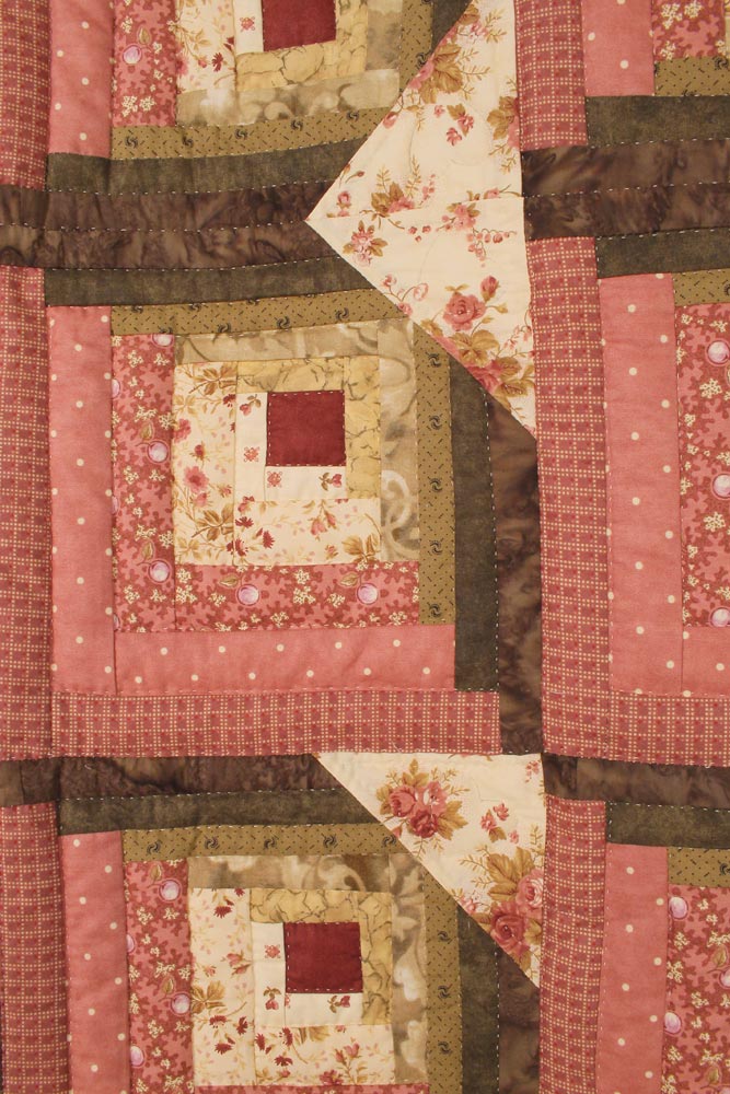 Light in Window Log Cabin Amish Patchwork Queen King Quilt 101x117