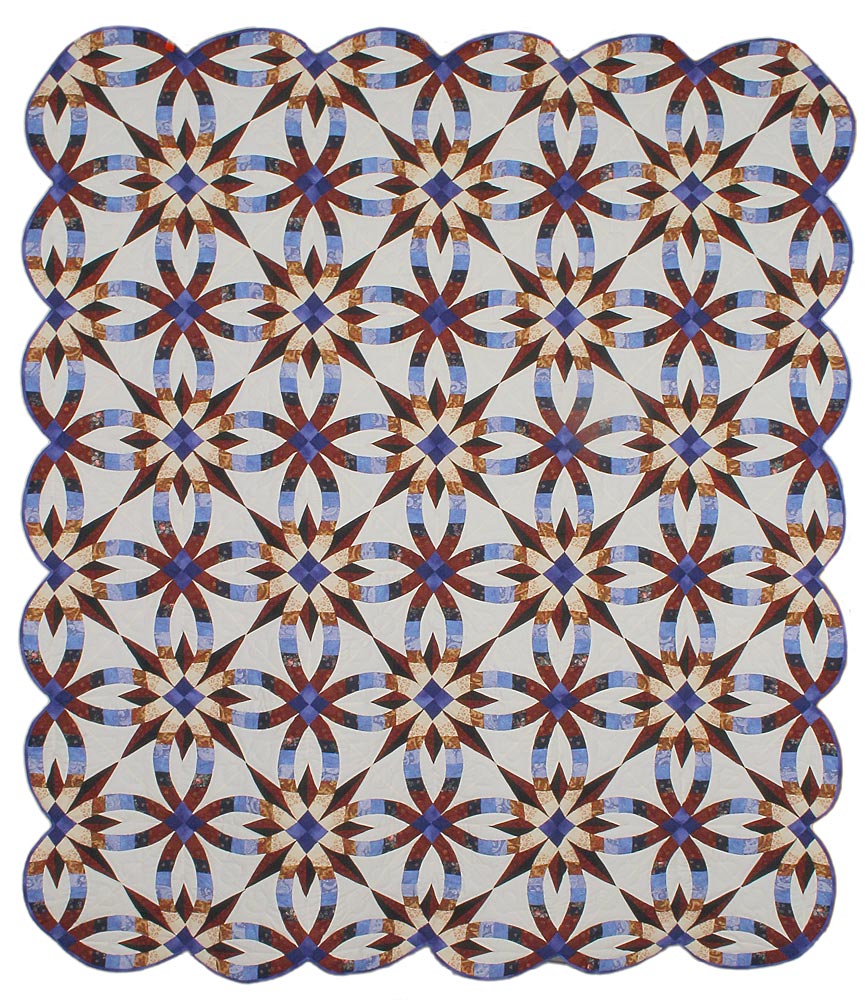 Wedding Ring Star Amish Patchwork Queen Quilt & Pillow Shams 96x109