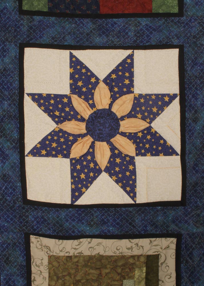 Blue Sampler Amish Patchwork Queen Quilt 99x115