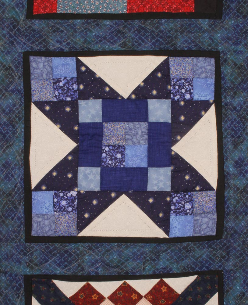 Blue Sampler Amish Patchwork Queen Quilt 99x115