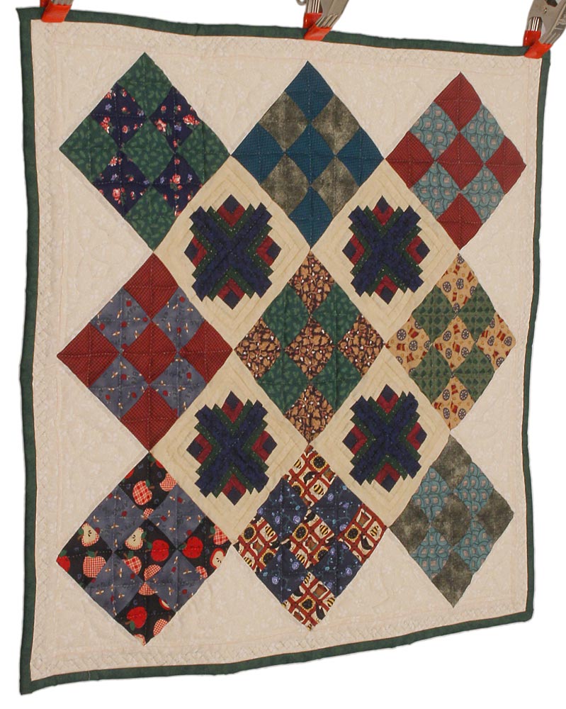 Log Cabins in Town Square Amish Patchwork Wall Hanging Quilt W14004PVSS