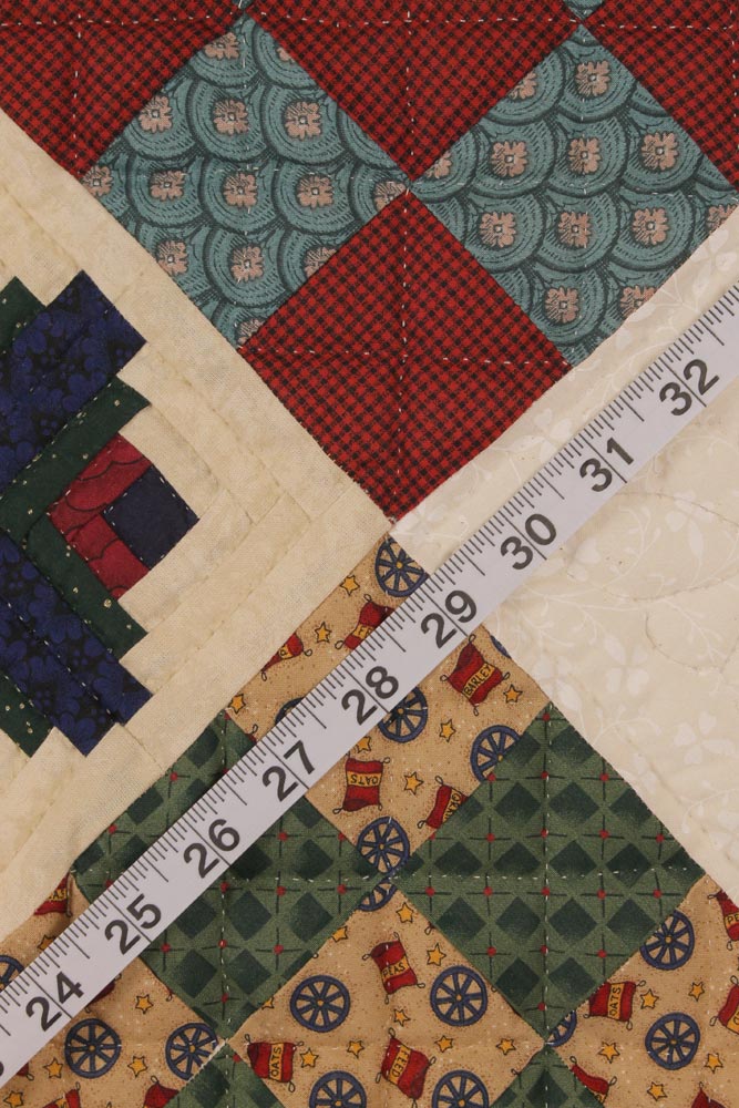 Log Cabins in Town Square Amish Patchwork Wall Hanging Quilt W14004PVSS