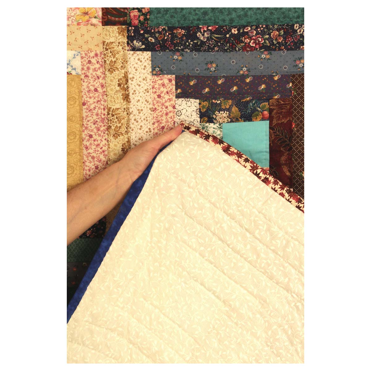Scrap Log Cabin King Amish Quilt 104x108