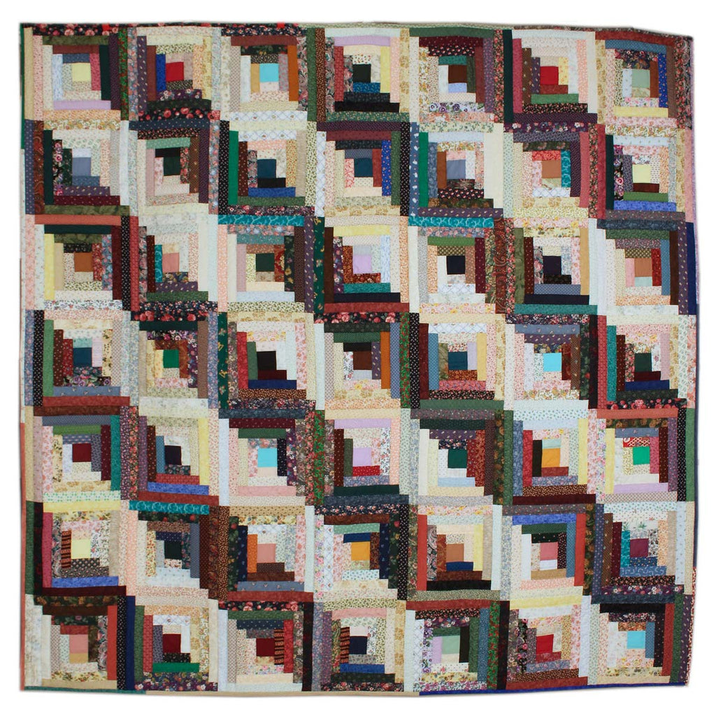Scrap Log Cabin King Amish Quilt 104x108