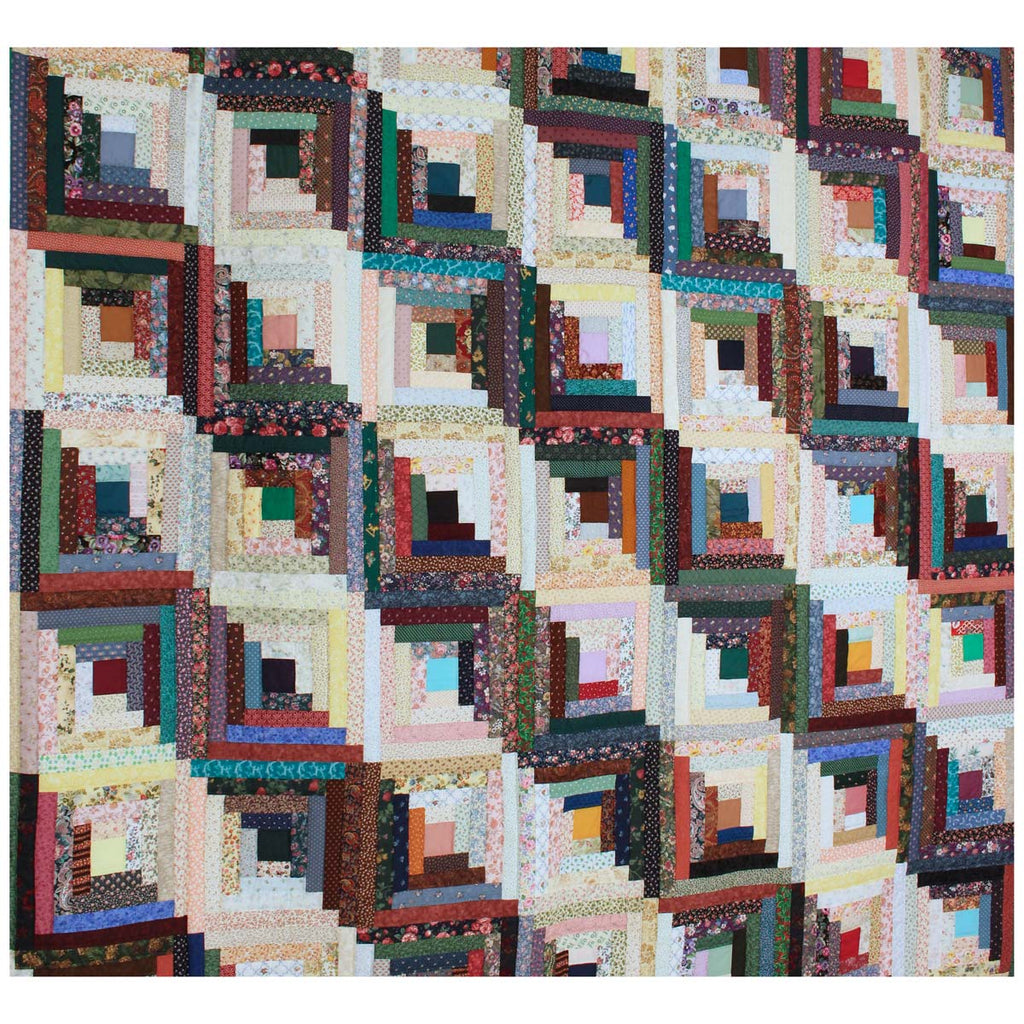 Scrap Log Cabin King Amish Quilt 104x108