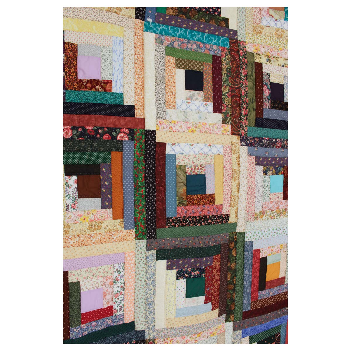Scrap Log Cabin King Amish Quilt 104x108