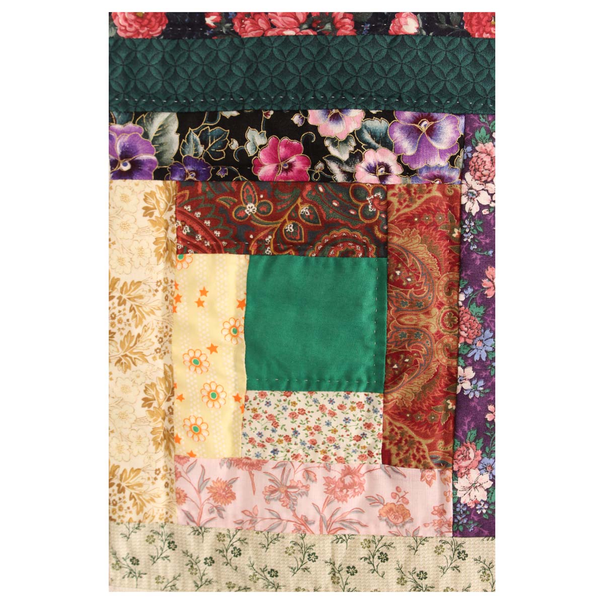 Scrap Log Cabin King Amish Quilt 104x108