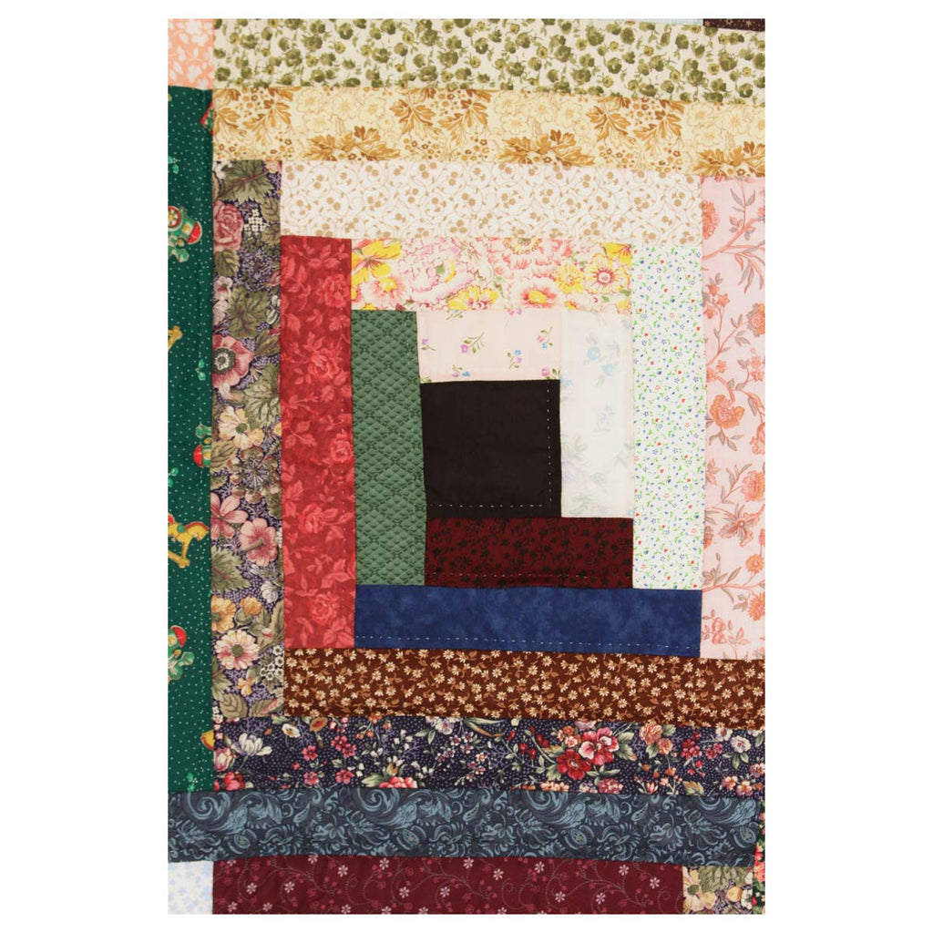 Scrap Log Cabin King Amish Quilt 104x108