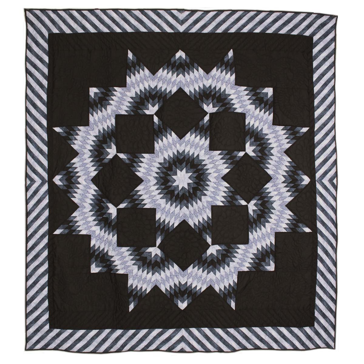 Split Star Midnight King Queen Amish Quilt 101x109