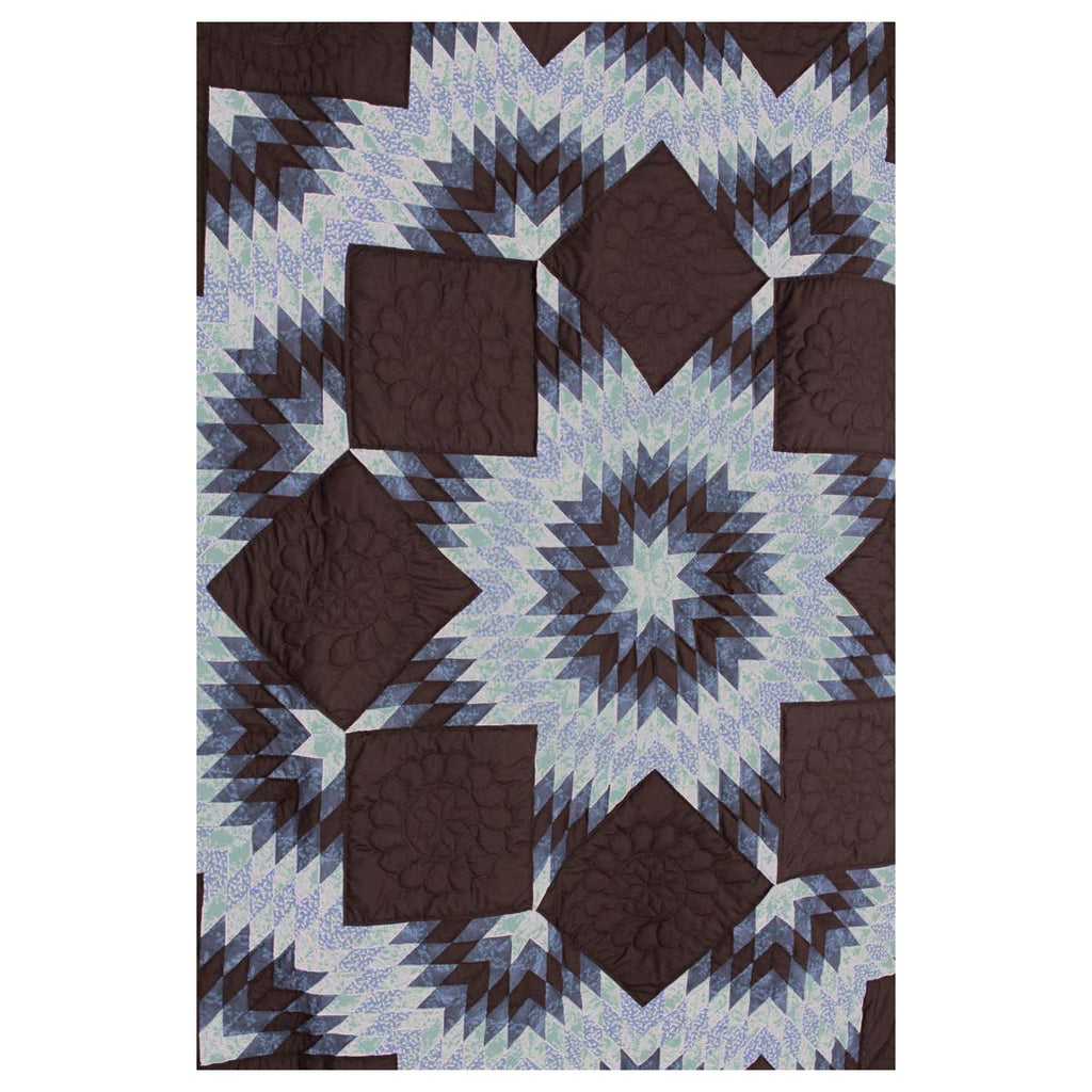 Split Star Midnight King Queen Amish Quilt 101x109